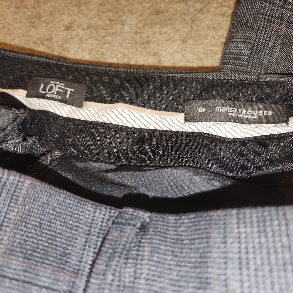 LOFT Charcoal Plaid Trousers - Picture 4 of 5